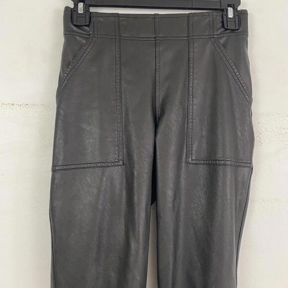 SPANX black high rise faux leather joggers sz XS - Picture 2 of 6
